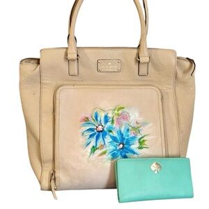 Kate Spade Fernrose Baxter street large tote with wallet